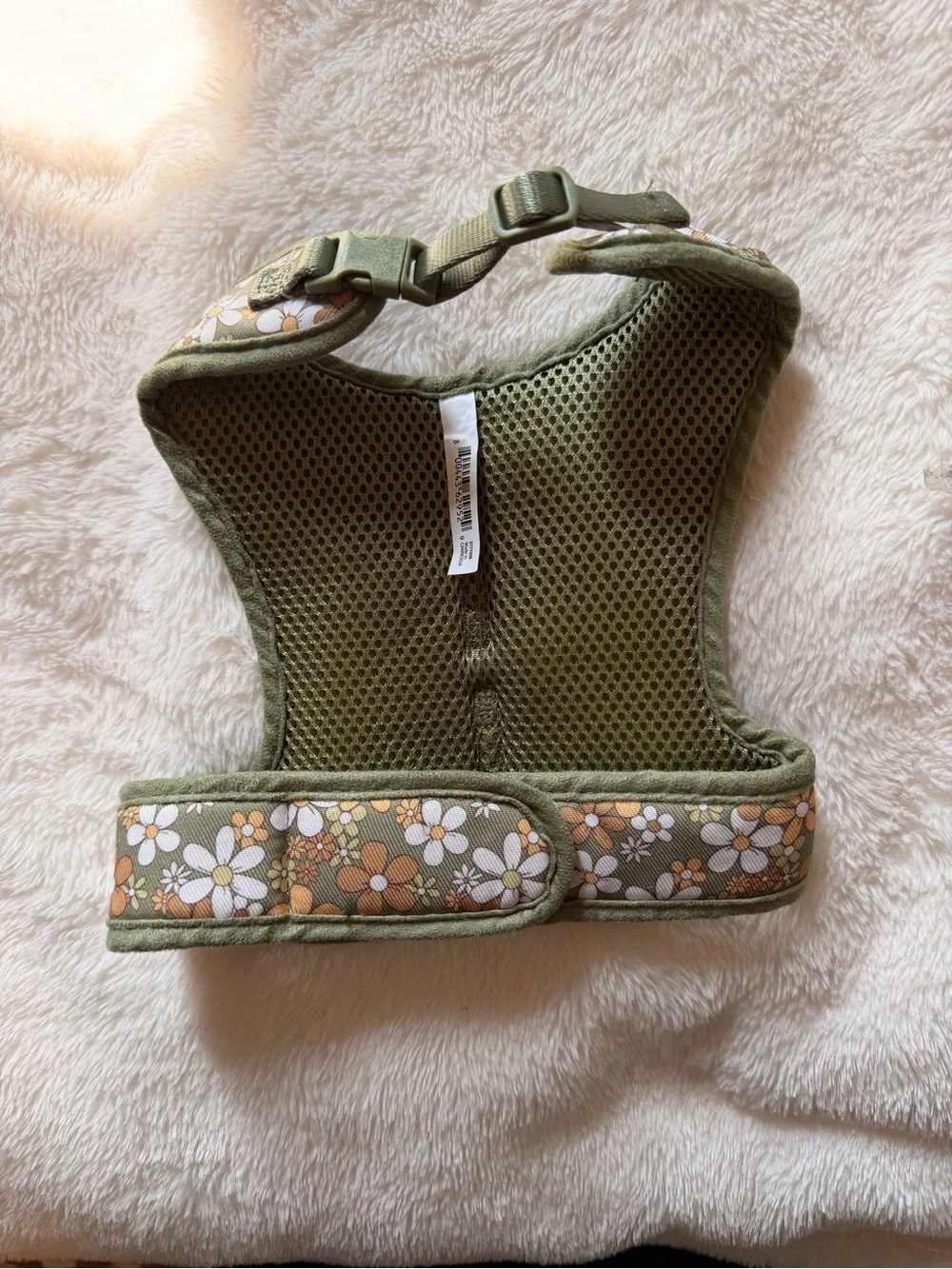 Olive Floral Cat Harness with Retro Daisies